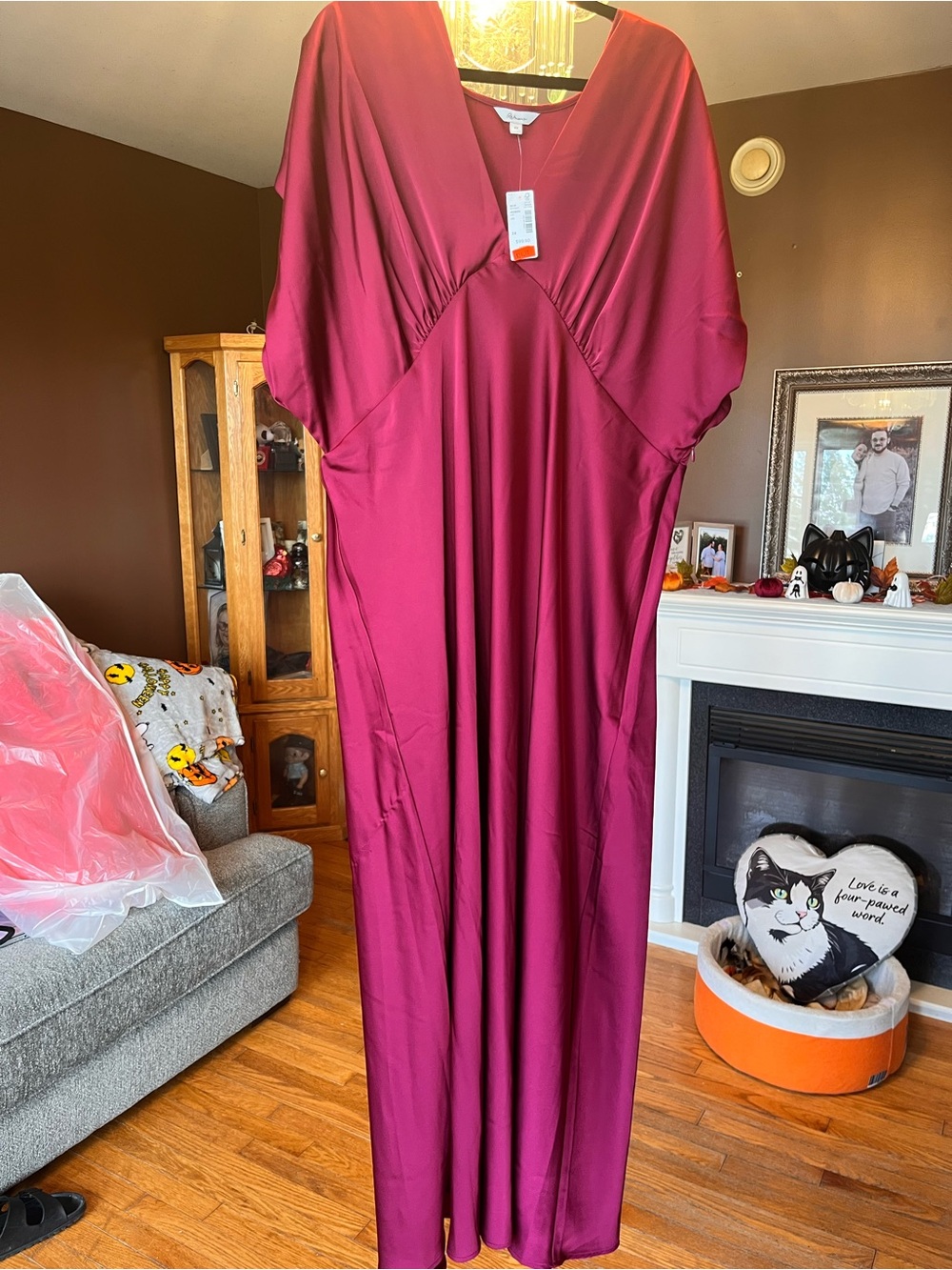 Reitmans Burgundy V-Neck Flowy Maxi Dress